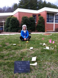 Cindy working on a bone recovery grid.