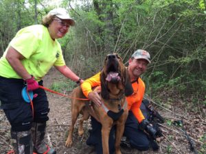 Trailing canine Woodrow finds Mark