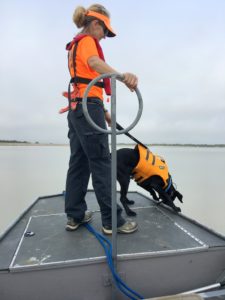 Kim and Seamus, training on the team's boat