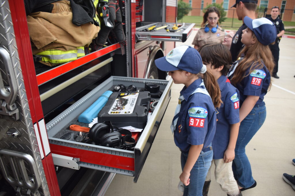 Members of Pack 976 take a look at all the tools used by the Fire Department