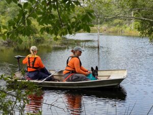 Team Rue practice searching from a boat.